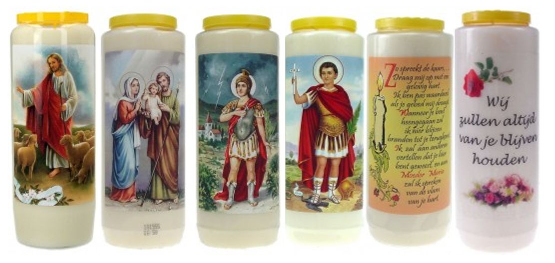 Bedrukte noveenkaars met religieuze afbeelding